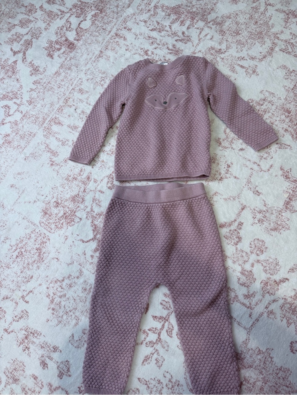 NWOT Carter's Mauve Textured Two-Piece Pajama Set with Fox Appliqué